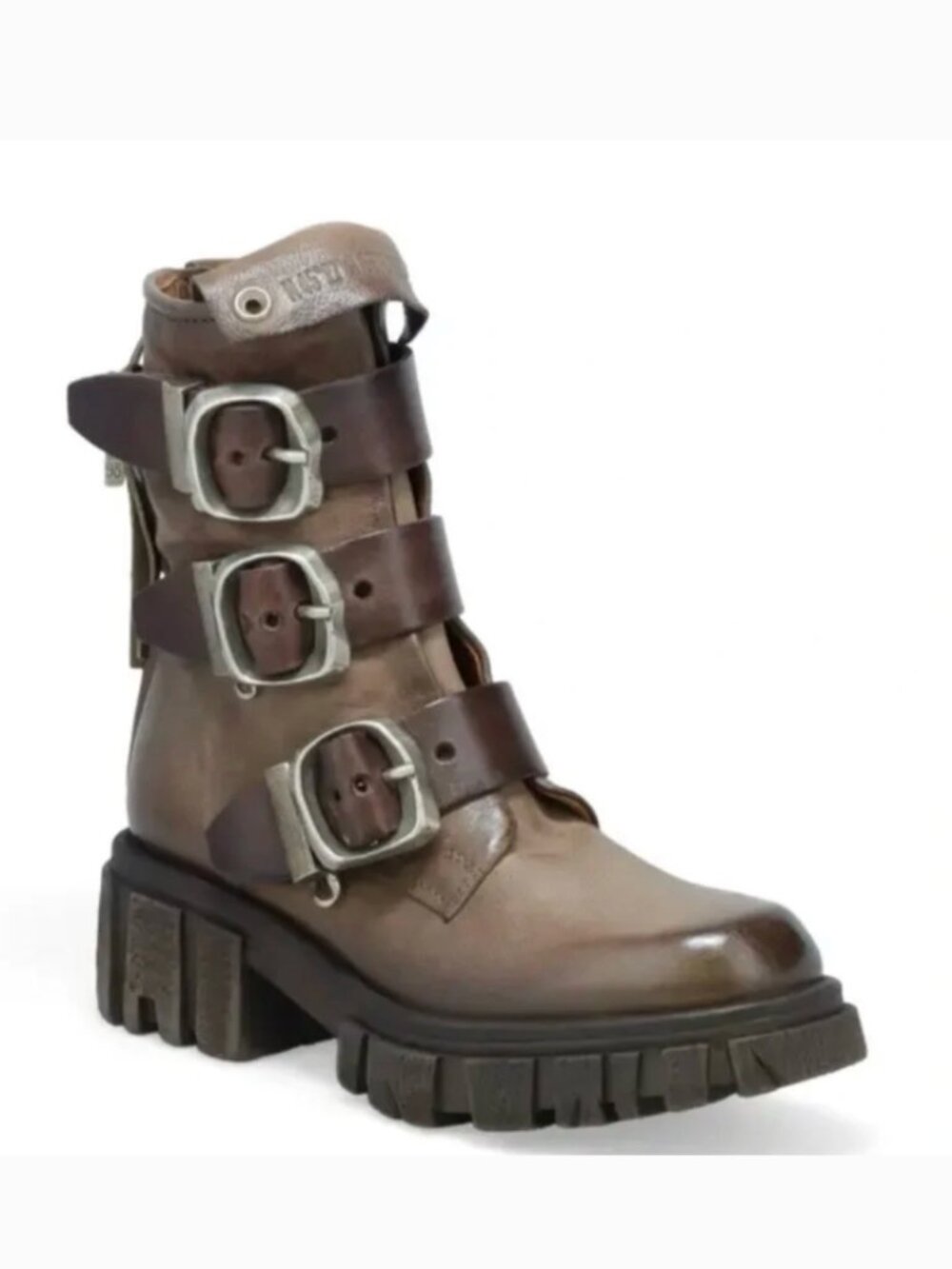 A.S.98 Hamish Buckle Combat Boots in Brown (Rock) Leather - Size 38 - Picture 2 of 11